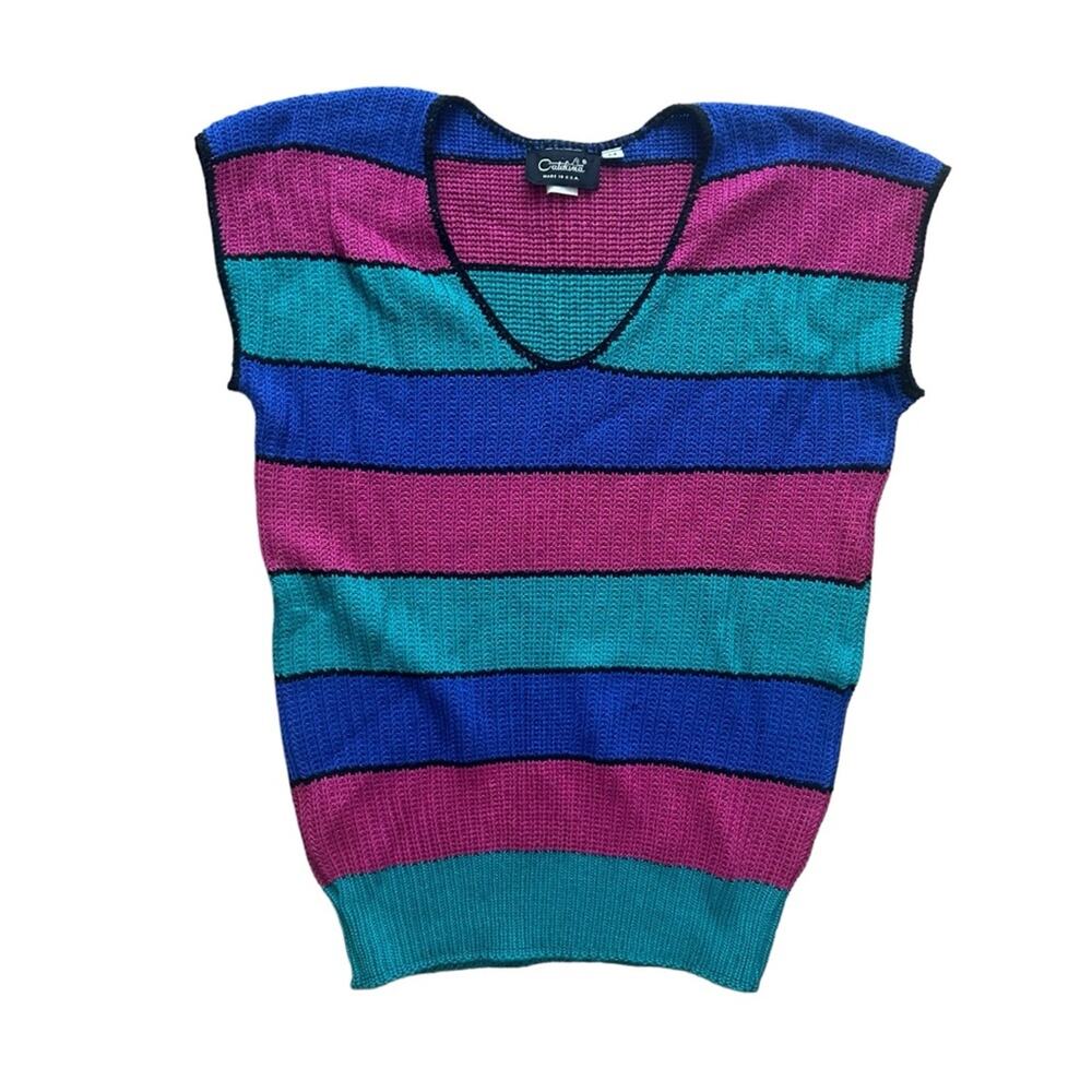 Vintage Multicolor Striped Sweater Top Size Medium - Picture 3 of 8